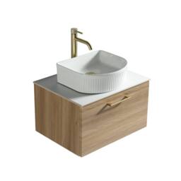 Bathroom Kingdom Piatta Oak Wall Hung Basin Vanity 600mm - thumbnail 1