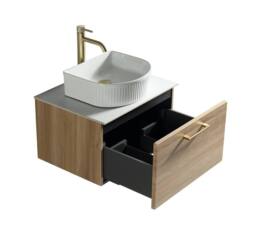 Bathroom Kingdom Piatta Oak Wall Hung Basin Vanity 600mm - thumbnail 2