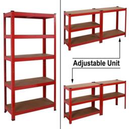 House of Home Garage Racking 5 Tier Shelving Unit Boltless Heavy Duty Metal Shelf Shed Storage Red - thumbnail 1