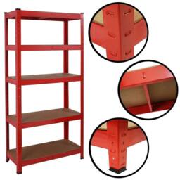 House of Home Garage Racking 5 Tier Shelving Unit Boltless Heavy Duty Metal Shelf Shed Storage Red - thumbnail 3
