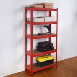 House of Home Garage Racking 5 Tier Shelving Unit Boltless Heavy Duty Metal Shelf Shed Storage Red - thumbnail 6