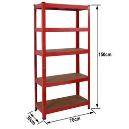House of Home Garage Racking 5 Tier Shelving Unit Boltless Heavy Duty Metal Shelf Shed Storage Red - thumbnail 5