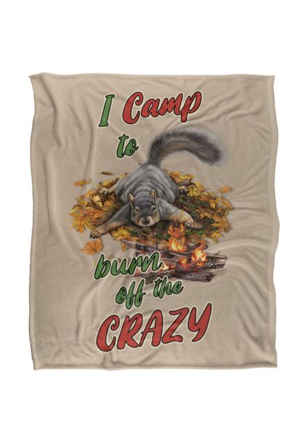 JQ Licensing James Piazza Crazy For Camping Squirrel Silky Touch Super Soft Throw Blanket 152 X 127 cm in White - image 1