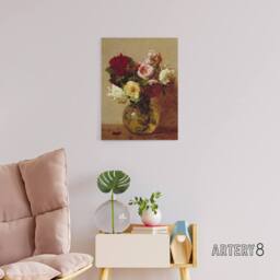 "Artery8 Rose Bouquet in Glass Vase Still Life Latour Canvas Wall Art - Size: W18"" x H24""" - thumbnail 3