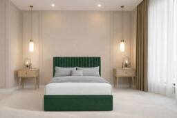 "Nexus Mattresses Ltd Amalfi Plush Divan Bed Base 2 Drawers Foot-End - 26"" Headboard in Emerald - Size: Small Double" - thumbnail 3