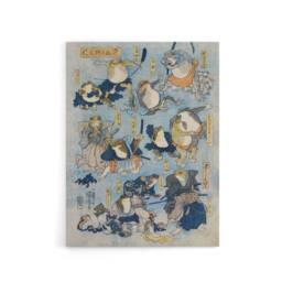 "Artery8 Kabuki Famous Heroes Played by Frogs Kuniyoshi Canvas Wall Art in Blue - Size: W18"" x H24""" - thumbnail 1