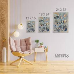 "Artery8 Kabuki Famous Heroes Played by Frogs Kuniyoshi Canvas Wall Art in Blue - Size: W18"" x H24""" - thumbnail 4