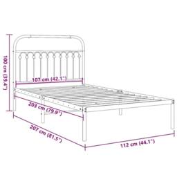 Berkfield Home Metal Bed Frame without Mattress with Headboard Black 107x203cm - Size: 107x203 cm - thumbnail 8