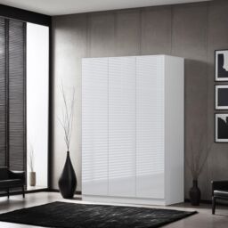 FWStyle 3 Door White Gloss Triple Wardrobe Push Open Soft Closing - thumbnail 1