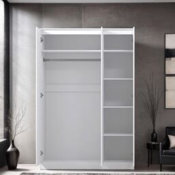 FWStyle 3 Door White Gloss Triple Wardrobe Push Open Soft Closing - thumbnail 2
