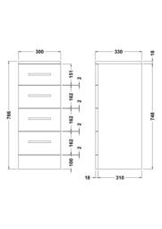 Balterley Floor Standing 4 Drawer Bathroom Unit Gloss White 300mm - thumbnail 8