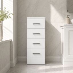 Balterley Floor Standing 4 Drawer Bathroom Unit Gloss White 300mm - thumbnail 9