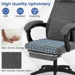 Costway Reclining Office Executive Chair Chenille Fabric Upholstered Chair in Grey - thumbnail 4