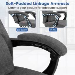 Costway Reclining Office Executive Chair Chenille Fabric Upholstered Chair in Grey - thumbnail 7