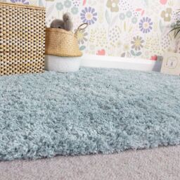 Kukoon Soft Fluffy Thick Pile Shaggy Area Rug, Living Room Bedroom Carpet Runner in Duck Egg Blue - Size: 200 cm x 290 cm - thumbnail 4