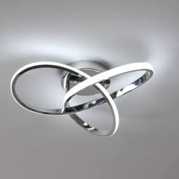 Pheashine Modern Chrome LED Flush Mount, 38W 6500K Cool White Ceiling Light in Silver
