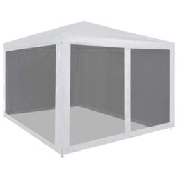 Berkfield Home Party Tent with 4 Mesh Sidewalls 3x3 m in White - thumbnail 1