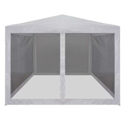 Berkfield Home Party Tent with 4 Mesh Sidewalls 3x3 m in White - thumbnail 2
