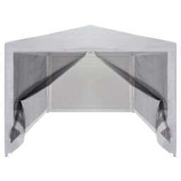 Berkfield Home Party Tent with 4 Mesh Sidewalls 3x3 m in White - thumbnail 3