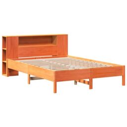 Berkfield Home Bookcase Bed without Mattress Wax Brown 135x190 cm Double Solid Wood Pine - thumbnail 3