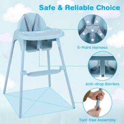 CASART 4-in-1 Baby High Chair Convertible Highchair w/5-Point Safety Harness in Blue - thumbnail 4