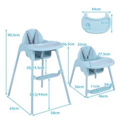CASART 4-in-1 Baby High Chair Convertible Highchair w/5-Point Safety Harness in Blue - thumbnail 2