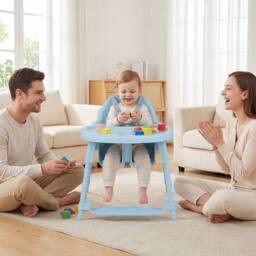CASART 4-in-1 Baby High Chair Convertible Highchair w/5-Point Safety Harness in Blue - thumbnail 3