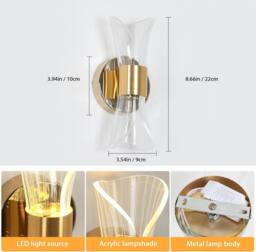 Goeco LED Wall Light, Creative Decoration Wall Lamp, 3 Colour Temperatures in Gold - thumbnail 8