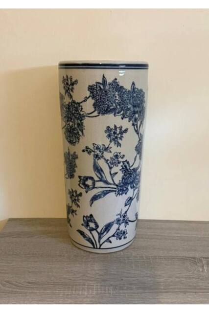 KDMD Umbrella Stand Vintage Blue & White Magnolia Design - image 1
