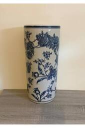 KDMD Umbrella Stand Vintage Blue & White Magnolia Design