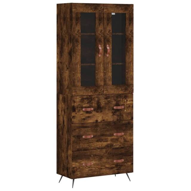 Berkfield Home Highboard Smoked Oak 69.5x34x180 cm Engineered Wood in Brown