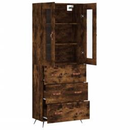 Berkfield Home Highboard Smoked Oak 69.5x34x180 cm Engineered Wood in Brown - thumbnail 4