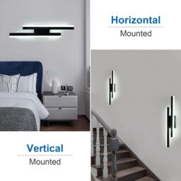 COMELY LED Wall Light Indoor, 16W Modern Acrylic LED Lamp, Black, 6500K in Black - thumbnail 9
