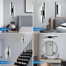 COMELY LED Wall Light Indoor, 16W Modern Acrylic LED Lamp, Black, 6500K in Black - thumbnail 6