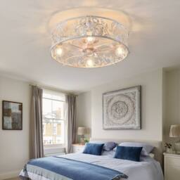 "NIVOR 20"" Caged Ceiling Fan With Light Bladeless Fandelier With Remote APP in White" - thumbnail 1