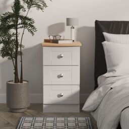 Ready Assembled 2 U Cumbria 3 Drawer Bedside Cabinet (Ready Assembled) in Mid Grey - Size: Small - thumbnail 1