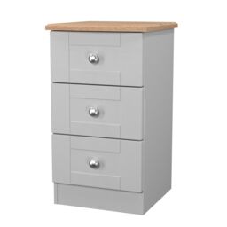 Ready Assembled 2 U Cumbria 3 Drawer Bedside Cabinet (Ready Assembled) in Mid Grey - Size: Small - thumbnail 4