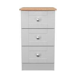 Ready Assembled 2 U Cumbria 3 Drawer Bedside Cabinet (Ready Assembled) in Mid Grey - Size: Small - thumbnail 2