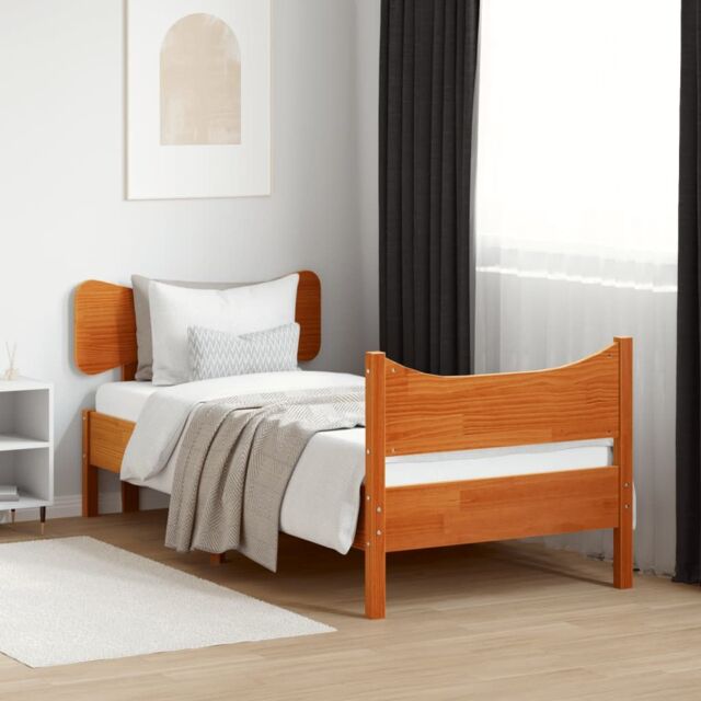 Berkfield Home Bed Frame without Mattress Wax Brown 75x190 cm Small Single Solid Wood Pine - image 1