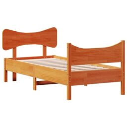 Berkfield Home Bed Frame without Mattress Wax Brown 75x190 cm Small Single Solid Wood Pine - thumbnail 3