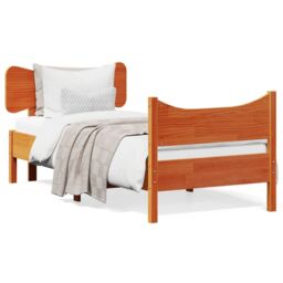 Berkfield Home Bed Frame without Mattress Wax Brown 75x190 cm Small Single Solid Wood Pine - thumbnail 2