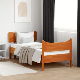 Berkfield Home Bed Frame without Mattress Wax Brown 75x190 cm Small Single Solid Wood Pine - thumbnail 1