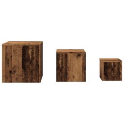 Berkfield Home Side Tables 3 pcs Old Wood Engineered Wood in Brown - thumbnail 4