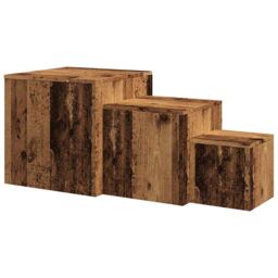 Berkfield Home Side Tables 3 pcs Old Wood Engineered Wood in Brown - thumbnail 7