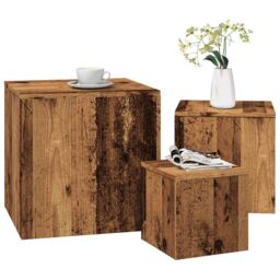 Berkfield Home Side Tables 3 pcs Old Wood Engineered Wood in Brown - thumbnail 1