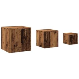 Berkfield Home Side Tables 3 pcs Old Wood Engineered Wood in Brown - thumbnail 2