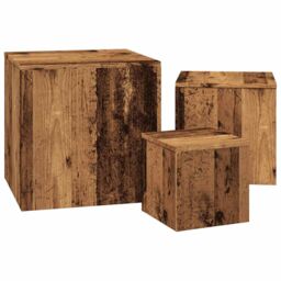 Berkfield Home Side Tables 3 pcs Old Wood Engineered Wood in Brown - thumbnail 5