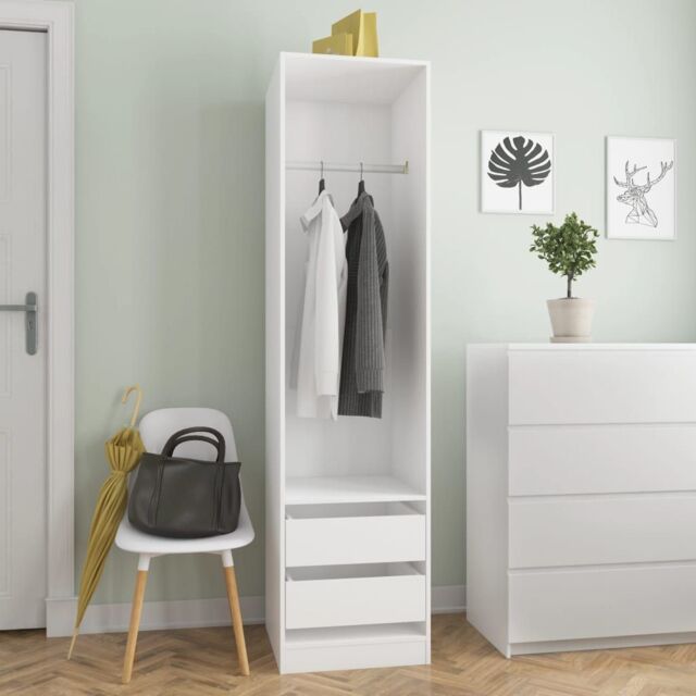 Berkfield Home Wardrobe with Drawers White 50x50x200 cm Engineered Wood - Size: 50 x 50 x 200 cm - image 1