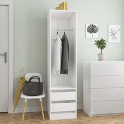 Berkfield Home Wardrobe with Drawers White 50x50x200 cm Engineered Wood - Size: 50 x 50 x 200 cm - thumbnail 1
