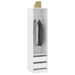 Berkfield Home Wardrobe with Drawers White 50x50x200 cm Engineered Wood - Size: 50 x 50 x 200 cm - thumbnail 3